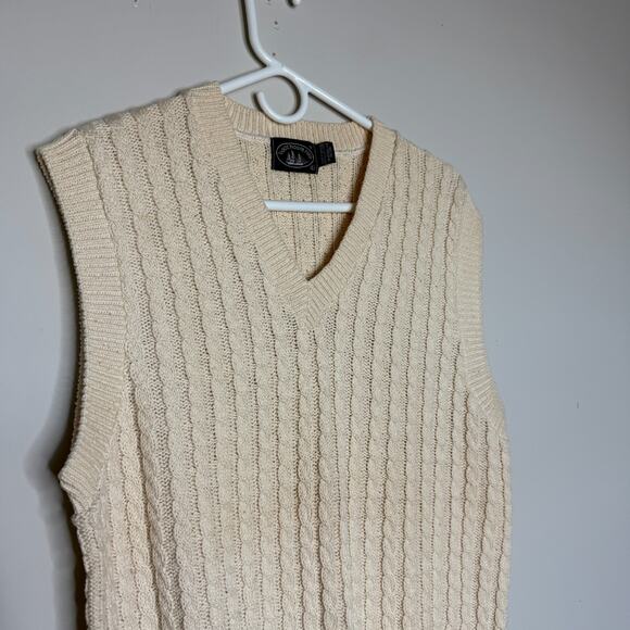 Boathouse Row Vintage Womens Sweater Vest Large Neutral Cottage Preppy Academia - Picture 3 of 5
